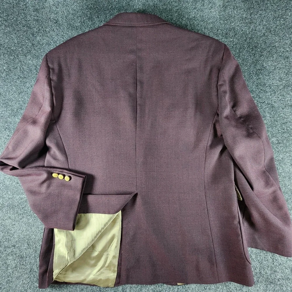 VTG Stafford‎ USA 44S Purple Hopsack Gold Button Men's Blazer Jacket Sport Coat